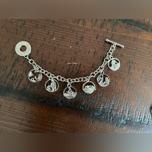 Camco Miracle of Jesus Christ charm bracelet silver toned hardware EC~